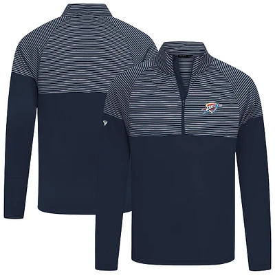 Men's Levelwear Navy Oklahoma City Thunder Classic Stripes Quarter-Zip Top