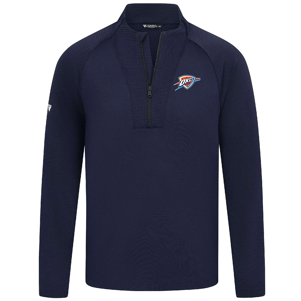 Men's Levelwear Navy Oklahoma City Thunder Volley Quarter-Zip Top