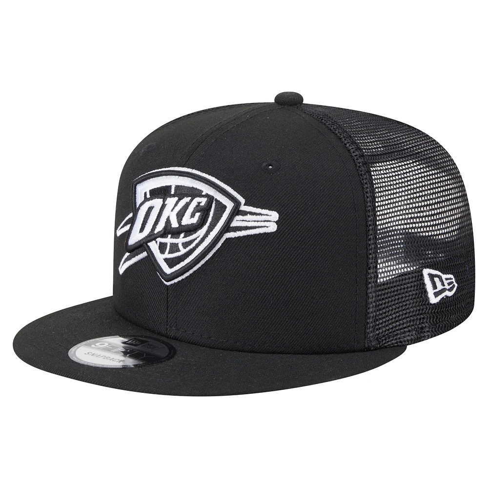 Men's New Era Black Oklahoma City Thunder 9FIFTY Snapback Trucker Hat