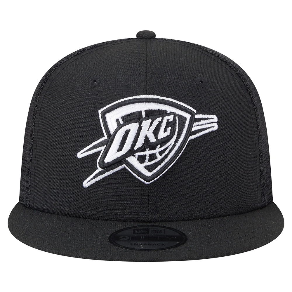 Men's New Era Black Oklahoma City Thunder 9FIFTY Snapback Trucker Hat