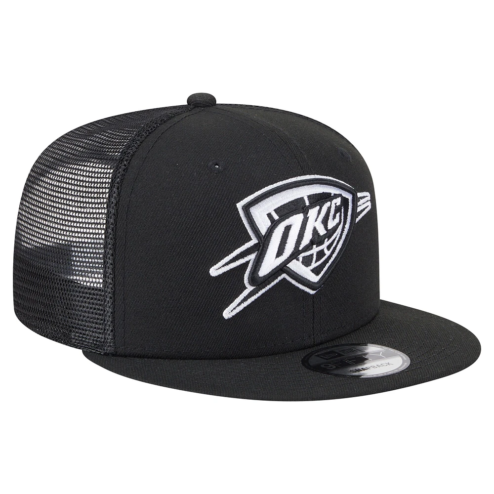 Men's New Era Black Oklahoma City Thunder 9FIFTY Snapback Trucker Hat