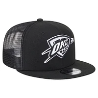 Men's New Era Black Oklahoma City Thunder 9FIFTY Snapback Trucker Hat