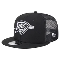 Men's New Era Black Oklahoma City Thunder 9FIFTY Snapback Trucker Hat