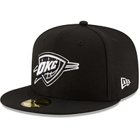 Men's New Era Black Oklahoma City Thunder & White Logo 59FIFTY Fitted Hat