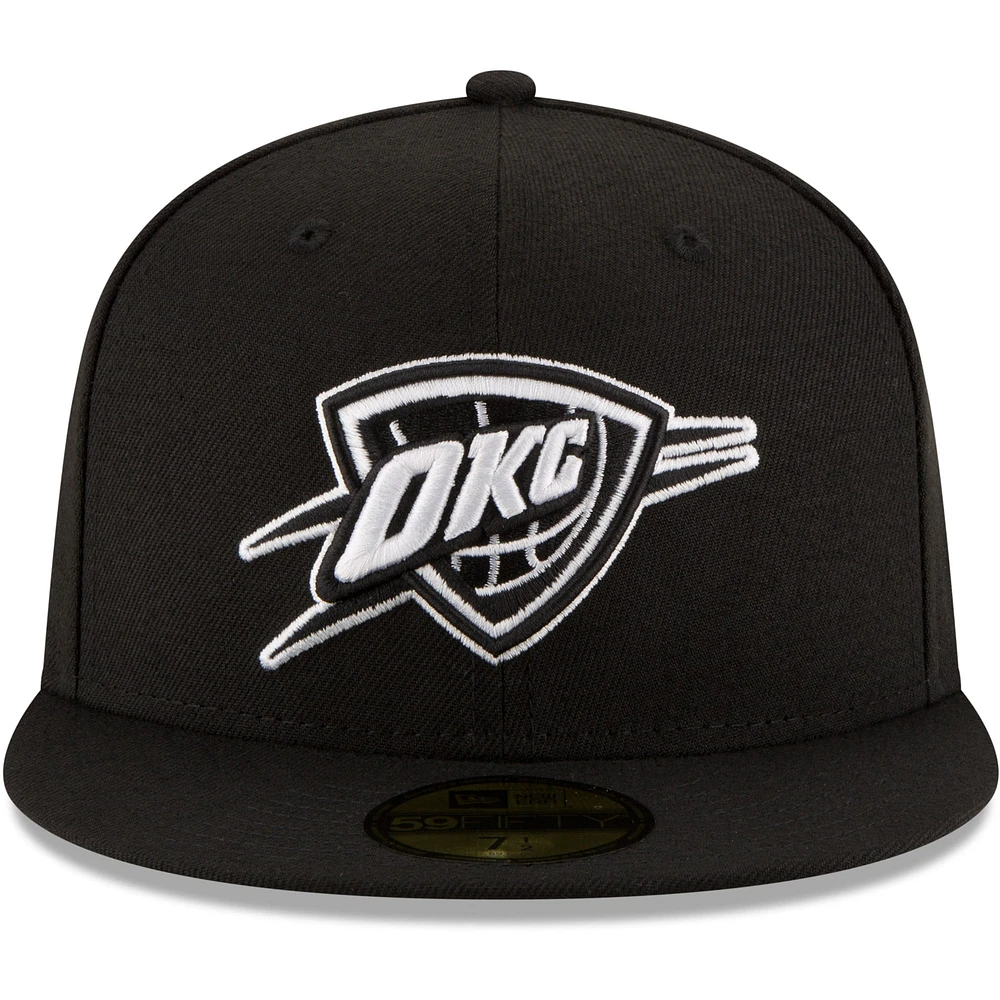 Men's New Era Black Oklahoma City Thunder & White Logo 59FIFTY Fitted Hat