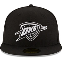 Men's New Era Black Oklahoma City Thunder & White Logo 59FIFTY Fitted Hat