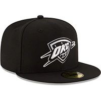 Men's New Era Black Oklahoma City Thunder & White Logo 59FIFTY Fitted Hat