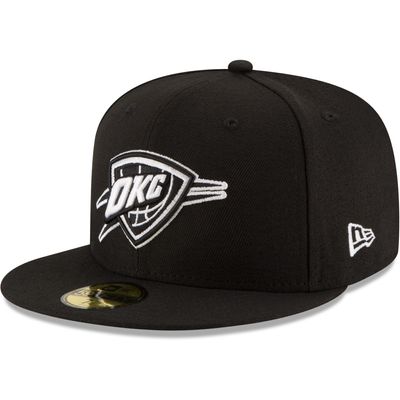 Men's New Era Black Oklahoma City Thunder & White Logo 59FIFTY Fitted Hat