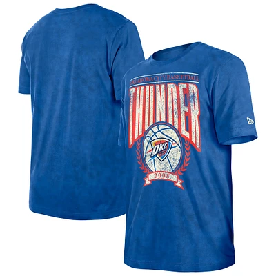 Men's New Era  Blue Oklahoma City Thunder Throwback Vintage Boxy Mineral Wash T-Shirt