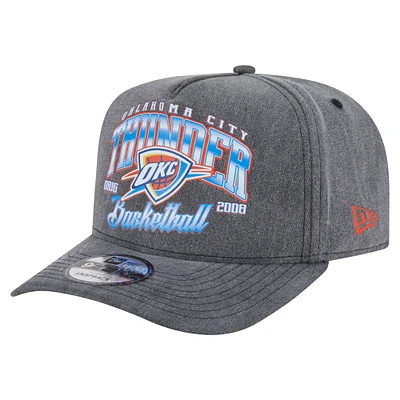 Men's New Era  Charcoal Oklahoma City Thunder Throwback Washed Pre-Curved 9FIFTY Snapback Hat
