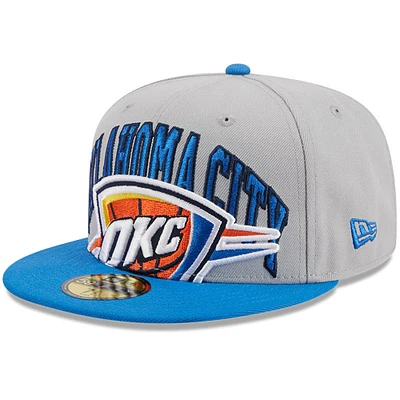 Casquette ajustée bicolore 59FIFTY Oklahoma City Thunder Tip-Off New Era pour hommes, gris/bleu