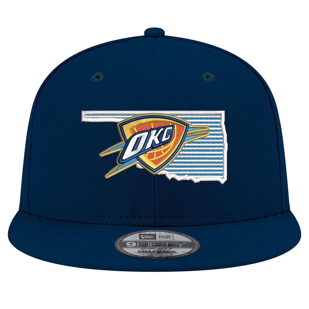Men's New Era Navy Oklahoma City Thunder State Pride 9FIFTY Snapback Hat