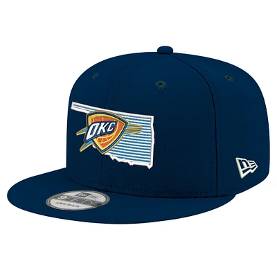 Men's New Era Navy Oklahoma City Thunder State Pride 9FIFTY Snapback Hat