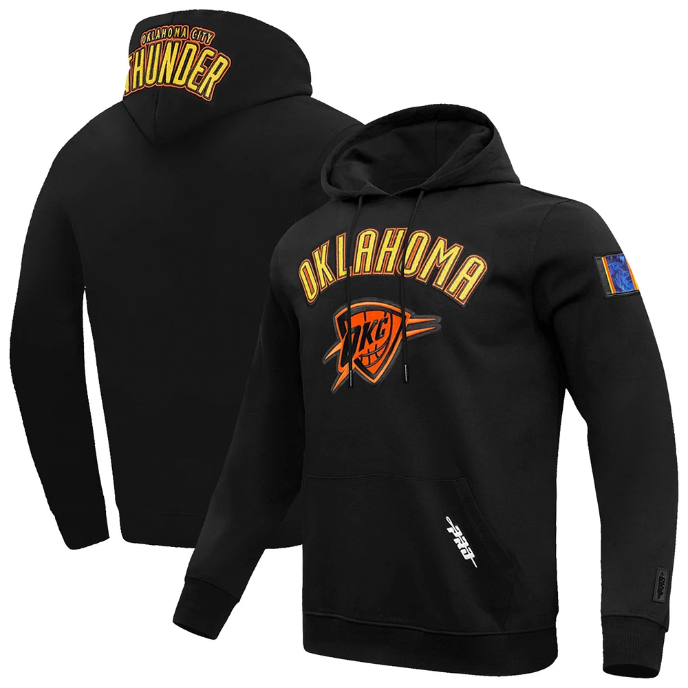 Men's Pro Standard Black Oklahoma City Thunder 2024/25 Edition Chenille Applique Pullover Hoodie