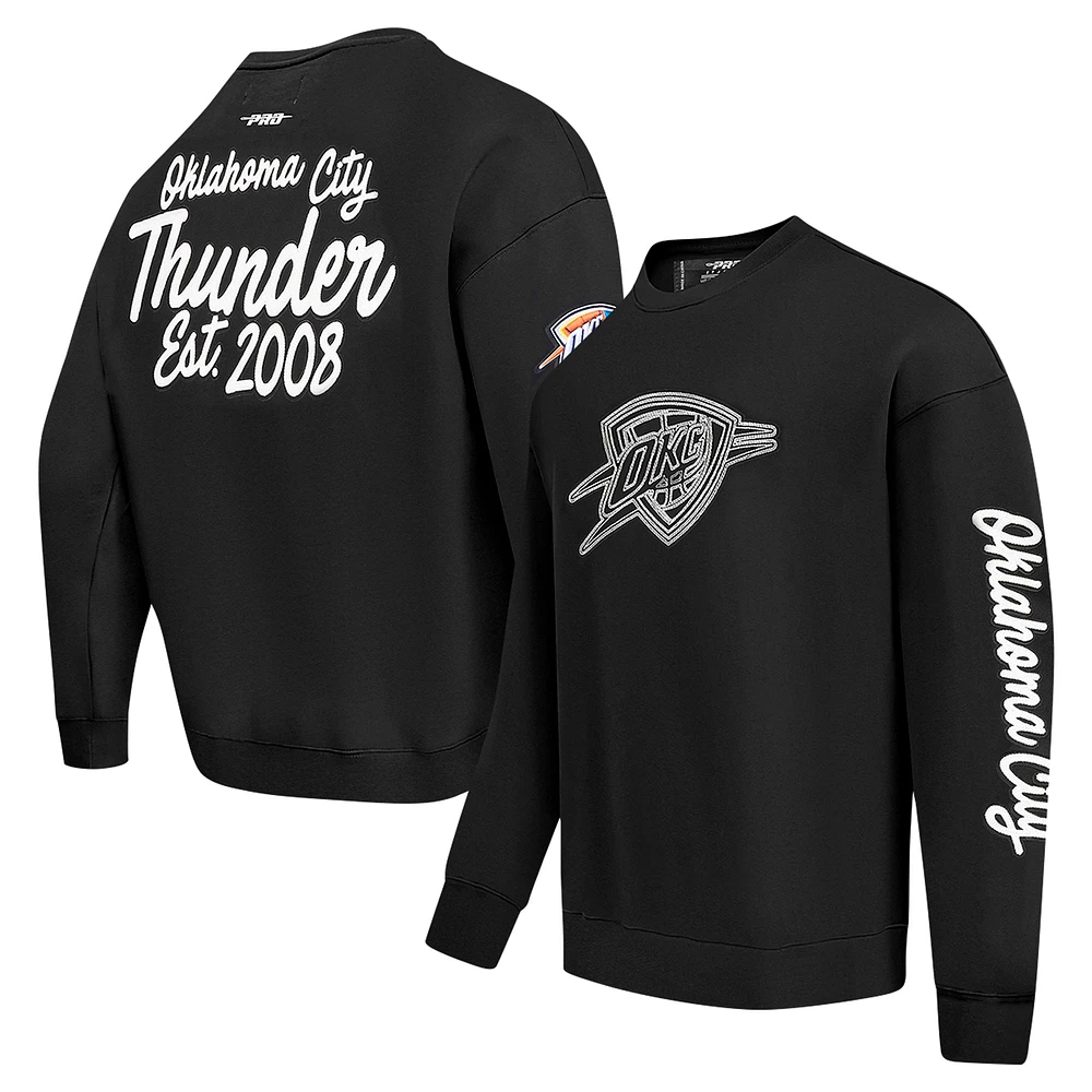 Men's Pro Standard Black Oklahoma City Thunder Paint the Drop Shoulder Sweatshirt