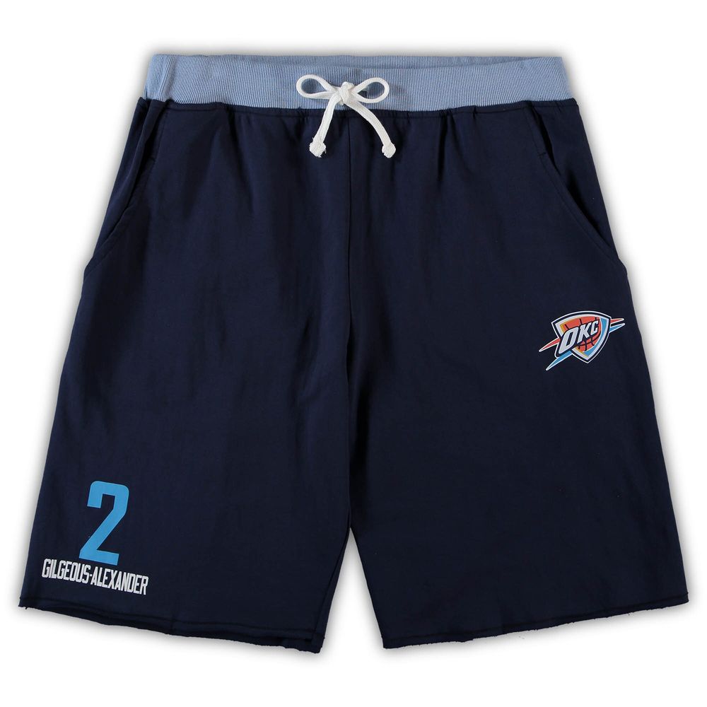 Men's Shai Gilgeous-Alexander Navy Oklahoma City Thunder Big & Tall French Terry Name Number Shorts