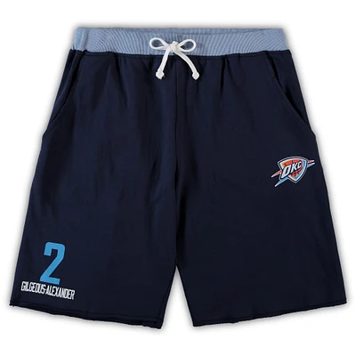 Men's Shai Gilgeous-Alexander Navy Oklahoma City Thunder Big & Tall French Terry Name Number Shorts