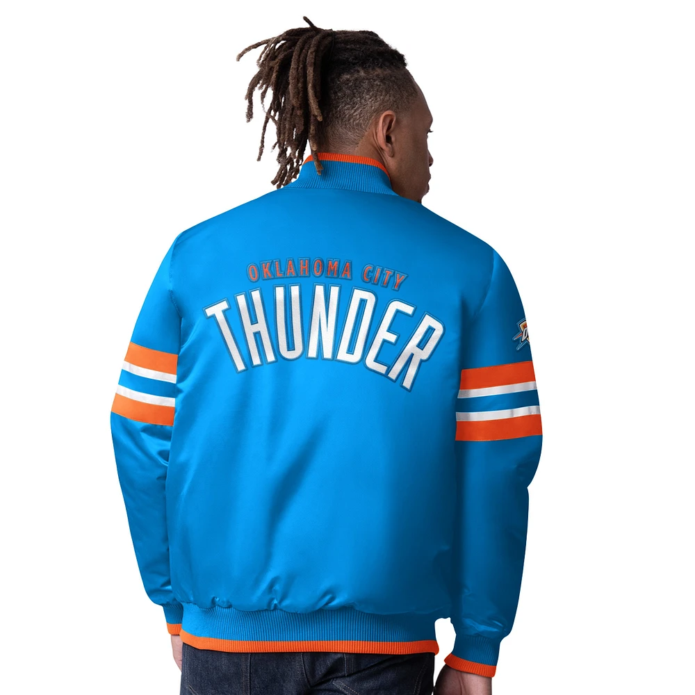 Men's Starter Blue Oklahoma City Thunder Scout Varsity Satin Full-Snap Jacket