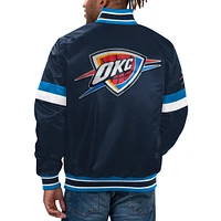 Men's Starter Navy Oklahoma City Thunder Home Game Satin Full-Snap Varsity Jacket