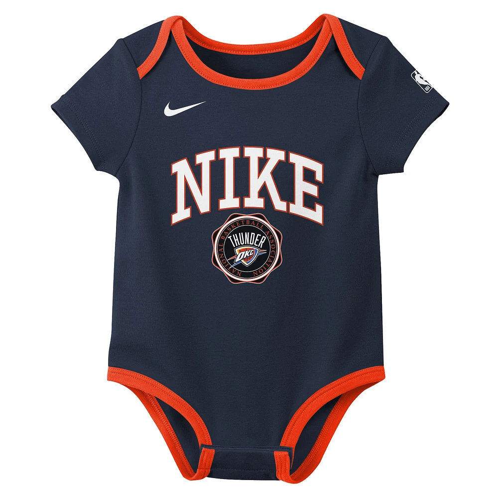 Newborn Nike Navy/Black Oklahoma City Thunder Just Do It Two-Pack Bodysuit Set