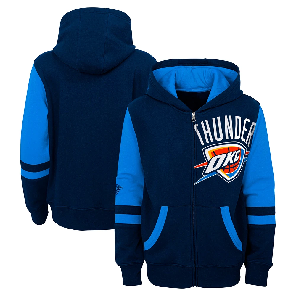 Sweat à capuche entièrement zippé Oklahoma City Thunder de la marine pour enfants d'âge préscolaire