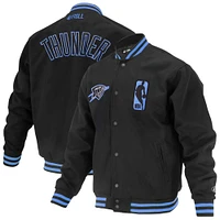 Unisex FISLL Black Oklahoma City Thunder Logoman Shadow Collection Full-Snap Varsity Jacket