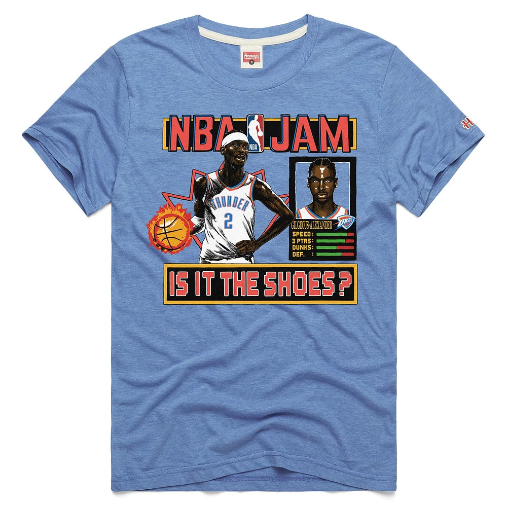 Unisex Homage Shai Gilgeous-Alexander Light Blue Oklahoma City Thunder NBA Jam Tri-Blend T-Shirt