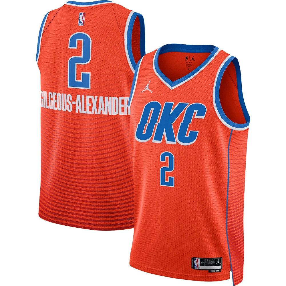 Unisexe Jordan Brand Shai Gilgeous-Alexander Orange Oklahoma City Thunder Swingman Jersey - Statement Edition