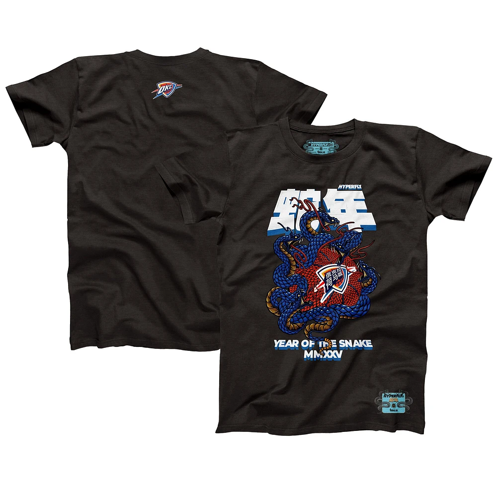 T-shirt unisexe NBALab x Hyperfly Heather Black Oklahoma City Thunder de la collection Année du serpent Nouvel An lunaire