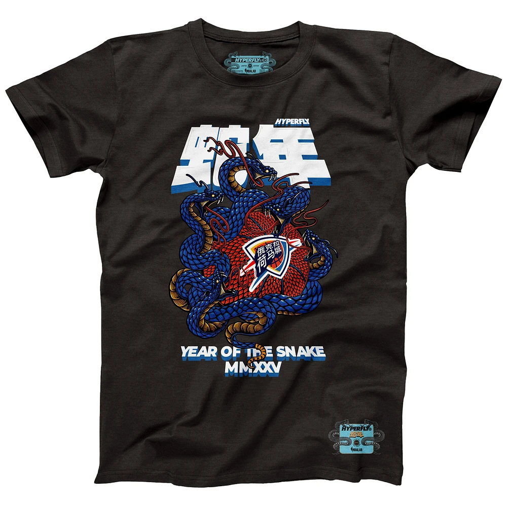 T-shirt unisexe NBALab x Hyperfly Heather Black Oklahoma City Thunder de la collection Année du serpent Nouvel An lunaire