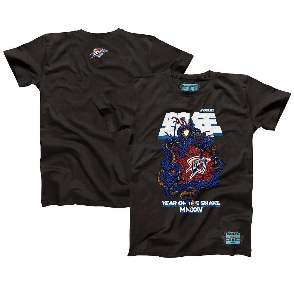 T-shirt unisexe NBALab x Hyperfly Heather Black Oklahoma City Thunder de la collection Année du serpent Nouvel An lunaire