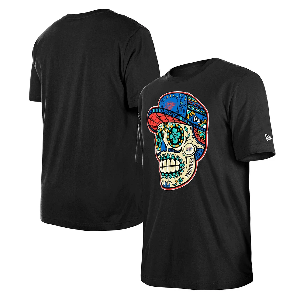 T-shirt unisexe New Era noir Oklahoma City Thunder Sugar Skull