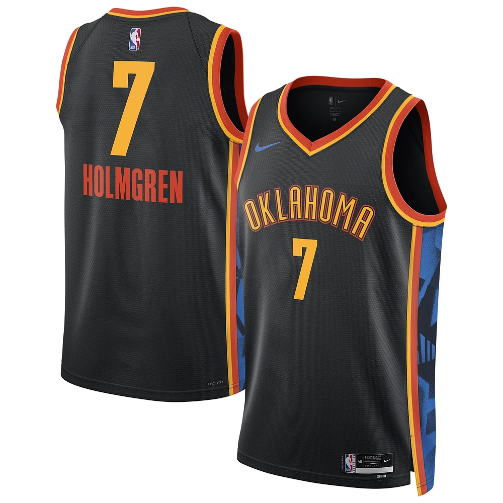 Maillot de joueur Nike unisexe Chet Holmgren noir Oklahoma City Thunder 2024/25 Swingman - Édition