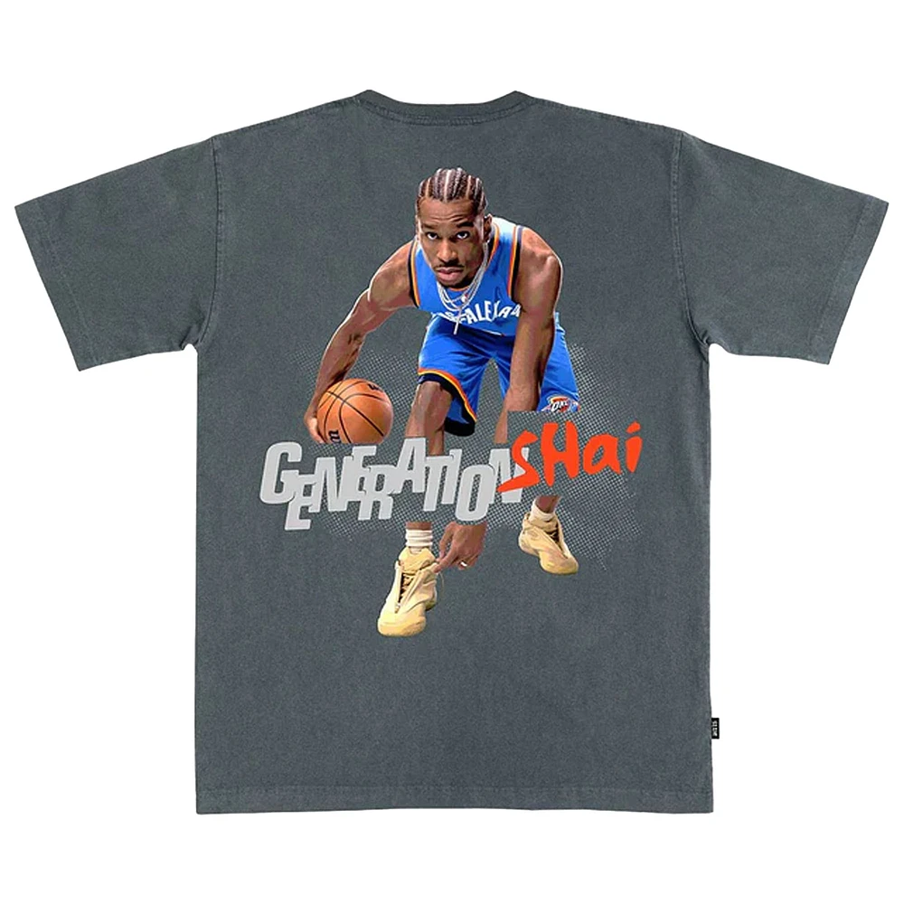 Unisex SLAM Shai Gilgeous-Alexander Charcoal Oklahoma City Thunder February/March 2025 Cover Graphic Remix T-Shirt