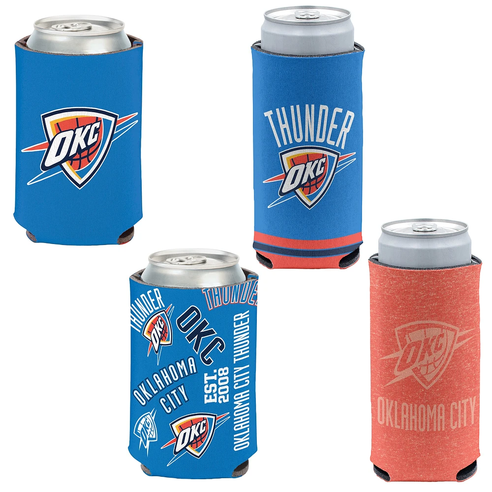 WinCraft Oklahoma City Thunder, paquet de 4, 12 oz. Ensemble refroidisseur de canettes et de canettes minces