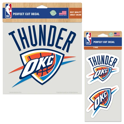 Lot de trois feuilles de décalcomanies à découpe parfaite WinCraft Oklahoma City Thunder