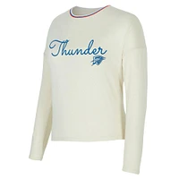 Women's Concepts Sport Cream Oklahoma City Thunder Kaki Hacci Knit Long Sleeve T-Shirt & Shorts Set
