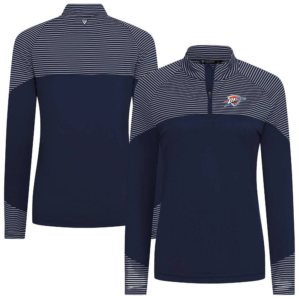 Women's Levelwear Navy Oklahoma City Thunder Classic Stripes Quarter-Zip Top