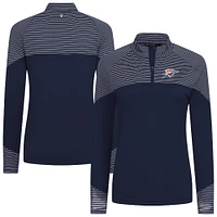 Women's Levelwear Navy Oklahoma City Thunder Classic Stripes Quarter-Zip Top