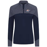 Women's Levelwear Navy Oklahoma City Thunder Classic Stripes Quarter-Zip Top