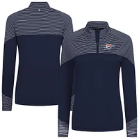 Women's Levelwear Navy Oklahoma City Thunder Classic Stripes Quarter-Zip Top