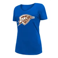 T-shirt à col en V bleu New Era Oklahoma City Thunder 2022/23 Edition pour femme