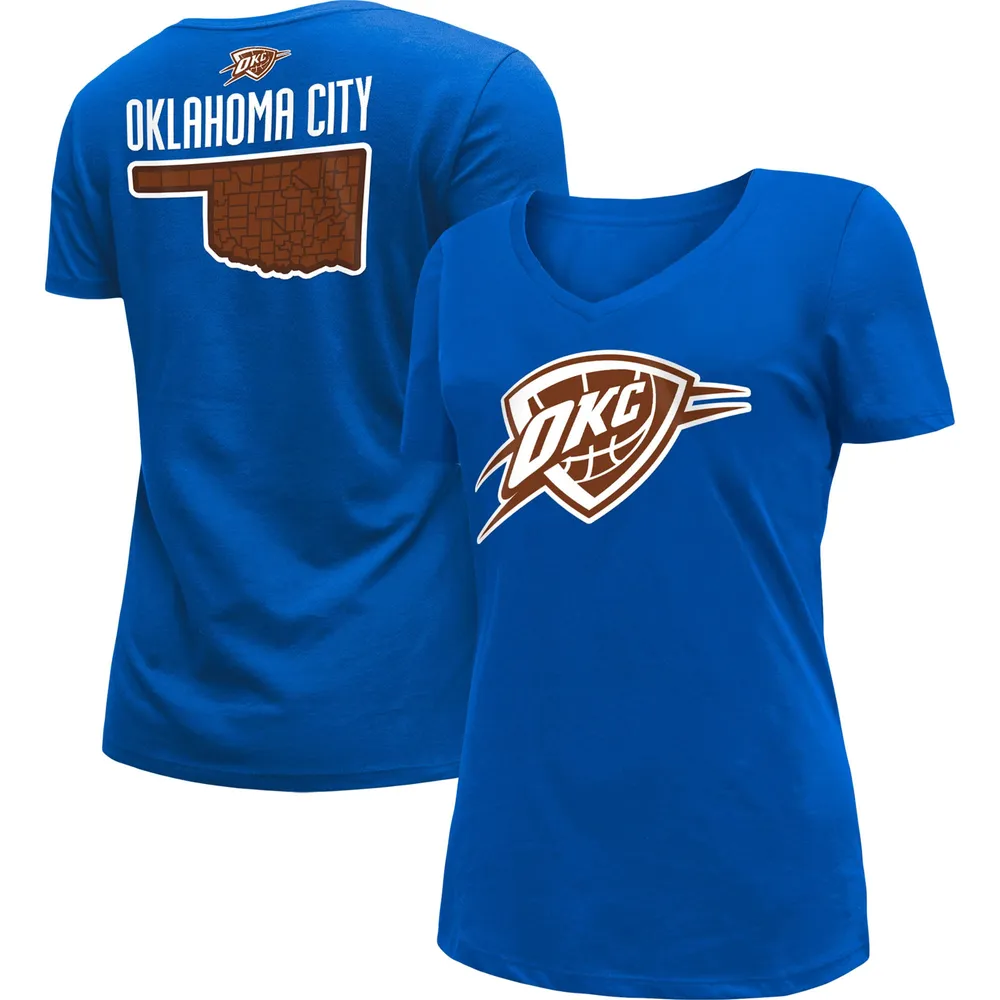 T-shirt à col en V bleu New Era Oklahoma City Thunder 2022/23 Edition pour femme