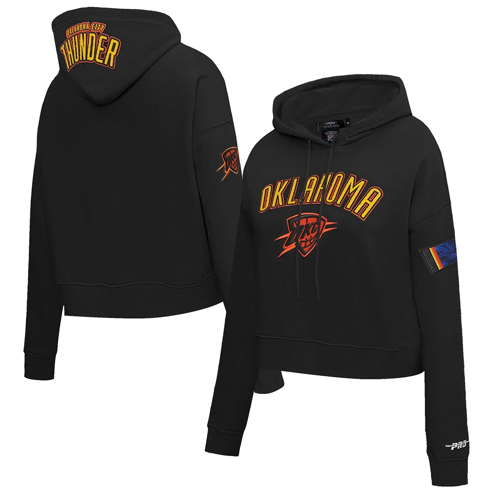 Sweat à capuche court en chenille avec appliques City Edition Pro Standard Black Oklahoma Thunder 2024/25 pour femme