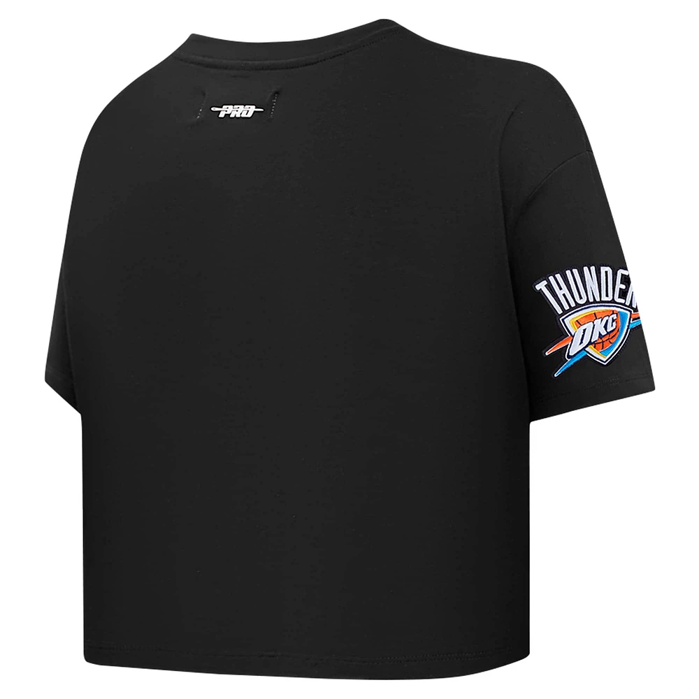 T-shirt court boxy Pro Standard noir pour femme Oklahoma City Thunder Jewels