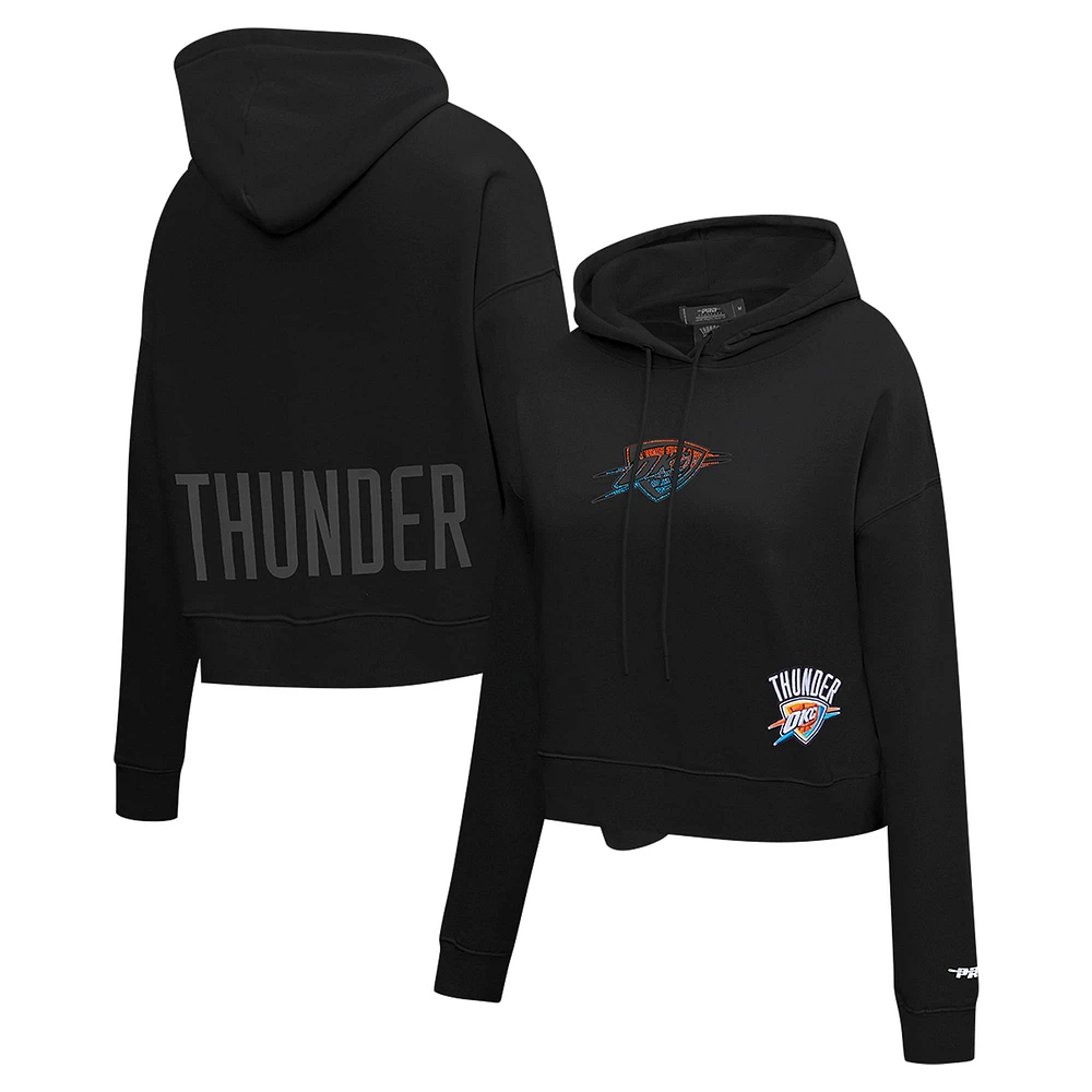 Women's Pro Standard Black Oklahoma City Thunder Jewels Cropped Pullover Hoodie