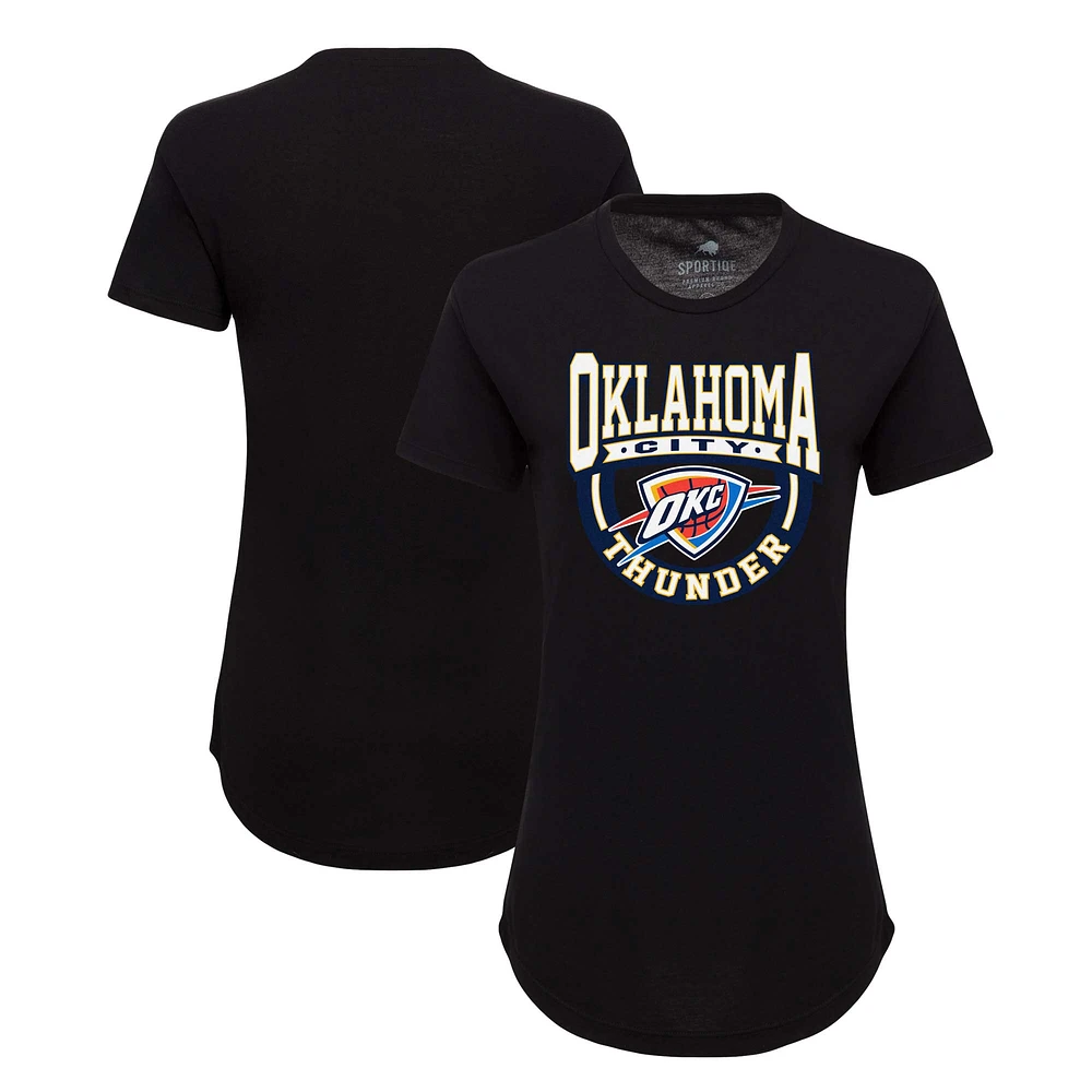 Women's Sportiqe Black Oklahoma City Thunder Phoebe Super Soft Tri-Blend T-Shirt