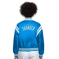 Women's Starter Blue/White Oklahoma City Thunder Full Count Satin Full-Snap Varsity Jacket