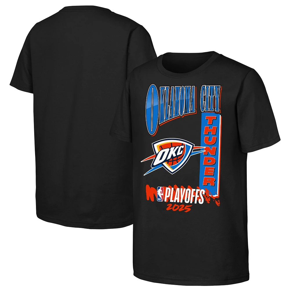 T-shirt noir pour jeunes Oklahoma City Thunder, éliminatoires NBA 2025