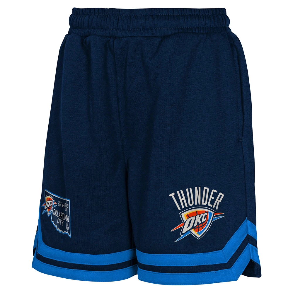 Youth Navy Oklahoma City Thunder Teardrop Fleece Shorts